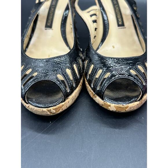 Chinese Laundry Patent Leather Wedges Cork Heel Sling Strap Size 8M Festival - Picture 4 of 9